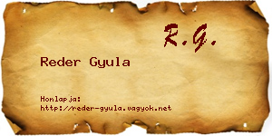 Reder Gyula névjegykártya